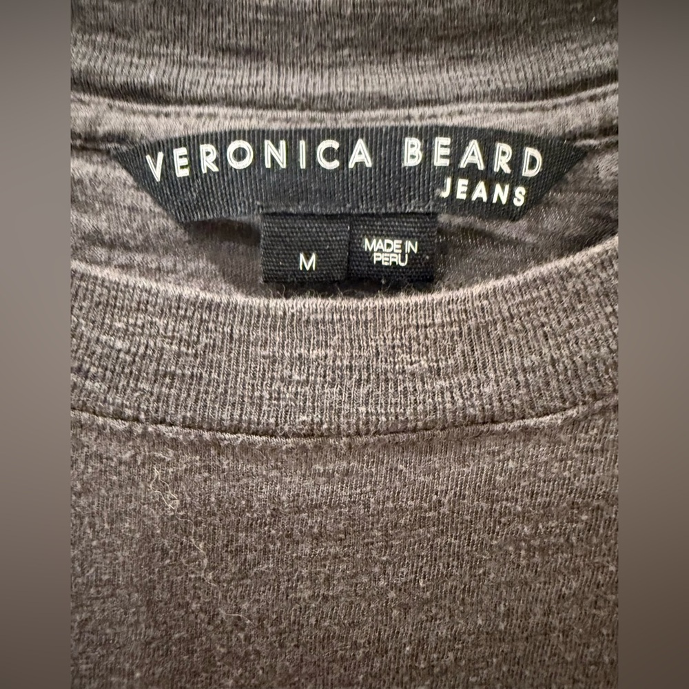 VERONICA BEARD Gray Charcoal Mason Baseball Tee - Size Medium - Picture 11 of 16